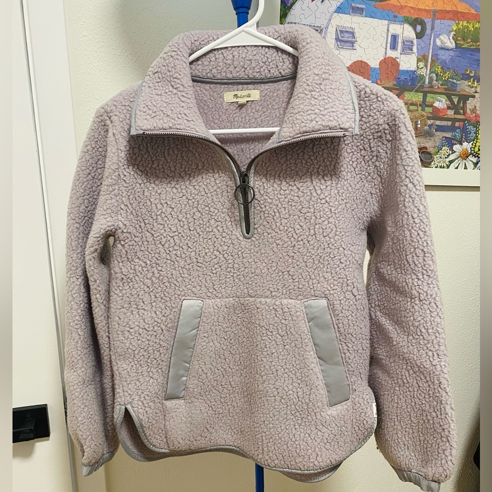 Madewell zipped fleece pullover XXS
